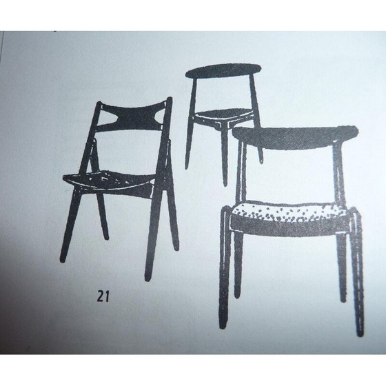 Image 1 of Ensemble de 4 chaises vintage en bois de chêne, années 1950