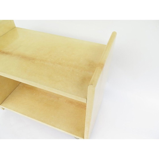 Image 1 of Chariot de service en parchemin vintage par Aldo Tura, 1970