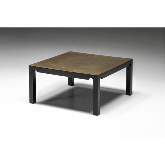 Image 1 of Table basse vintage en acier noir et laiton par Emiel Veranneman, Belgique 1970