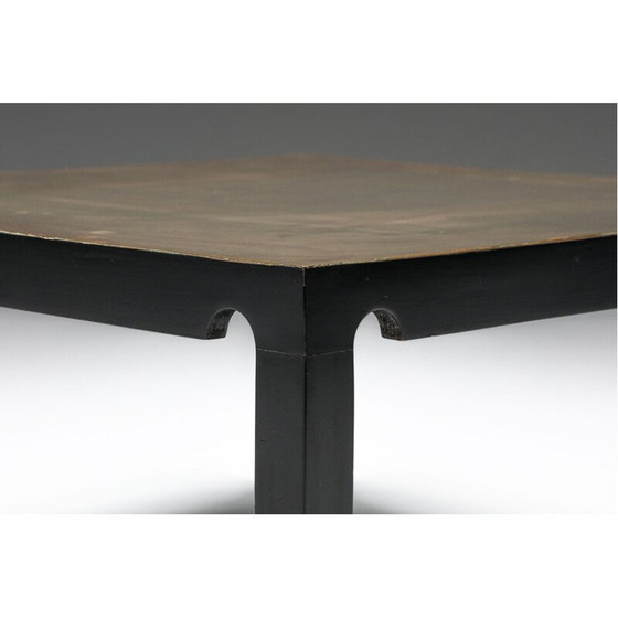 Image 1 of Table basse vintage en acier noir et laiton par Emiel Veranneman, Belgique 1970