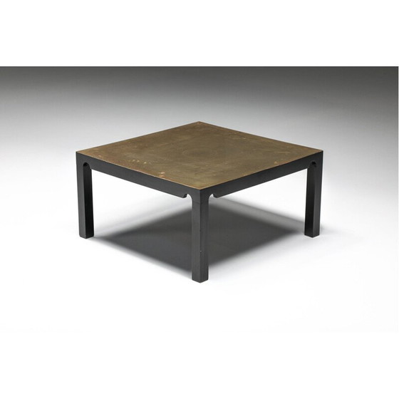 Image 1 of Table basse vintage en acier noir et laiton par Emiel Veranneman, Belgique 1970