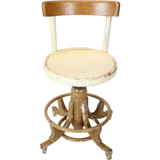 Fauteuil vintage en bois réglable en hauteur, Tchécoslovaquie, années 1920