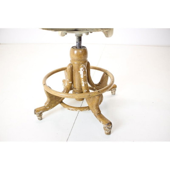 Image 1 of Fauteuil vintage en bois réglable en hauteur, Tchécoslovaquie, années 1920