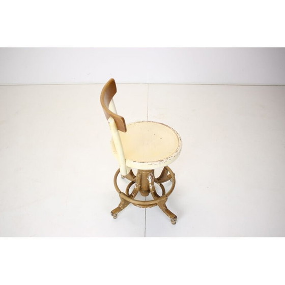 Image 1 of Fauteuil vintage en bois réglable en hauteur, Tchécoslovaquie, années 1920