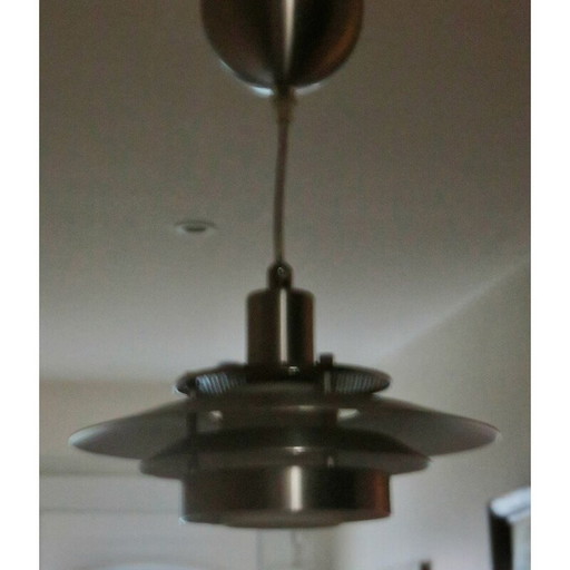 Lampe suspendue vintage en aluminium et verre opalin, Suède 2000