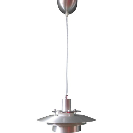 Lampe suspendue vintage en aluminium et verre opalin, Suède 2000