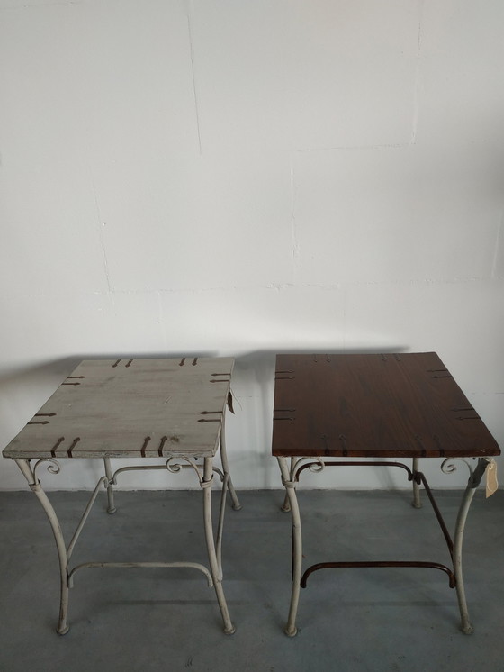 Image 1 of (Brocante) Table à plantes en bois métal Table d'appoint