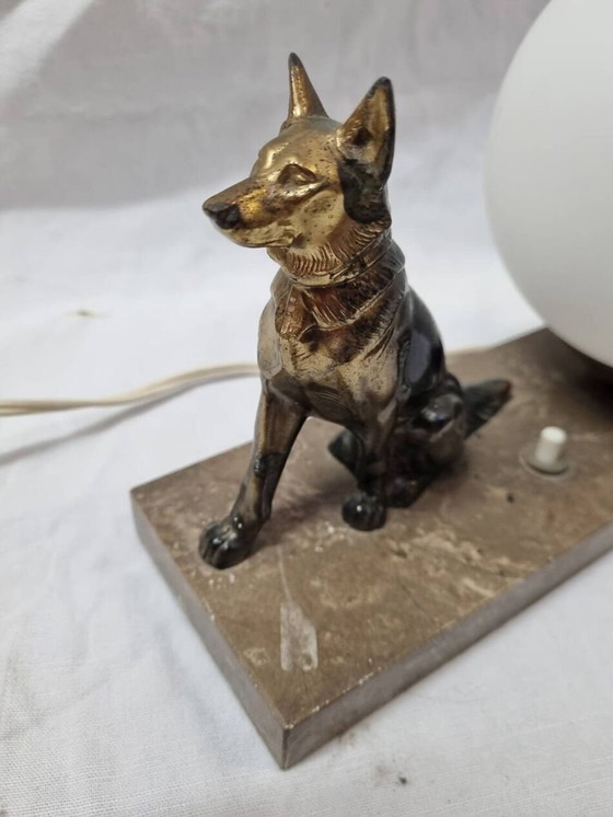 Image 1 of Lampe Boule Chien Art Deco, 1930