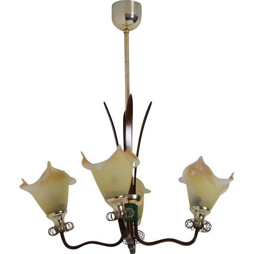 Lustre en bois Mid Century 1970