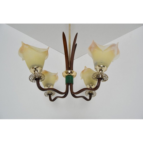 Image 1 of Lustre en bois Mid Century 1970