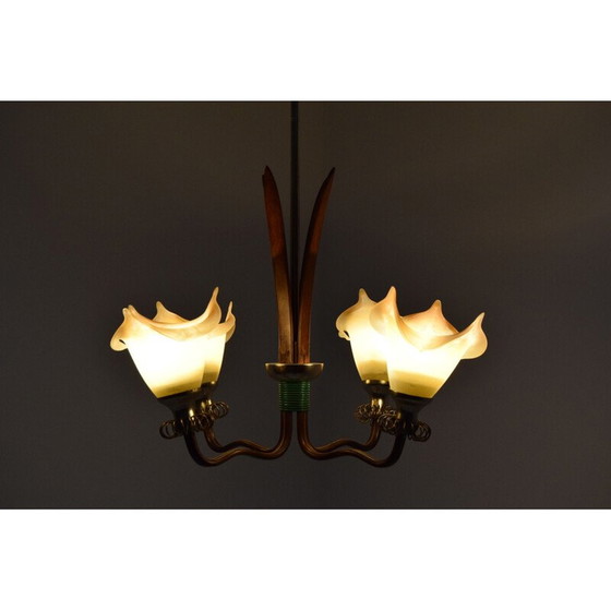 Image 1 of Lustre en bois Mid Century 1970