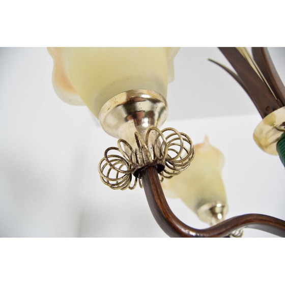 Image 1 of Lustre en bois Mid Century 1970