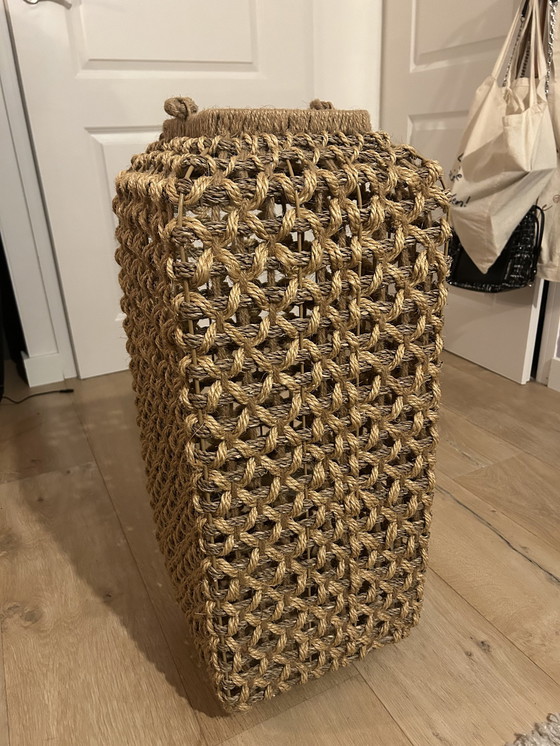 Image 1 of Lampe à vent vintage en osier pour l'intérieur