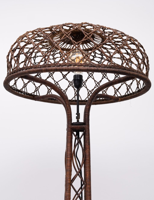 Magnifique lampadaire en osier 1920 Amsterdam