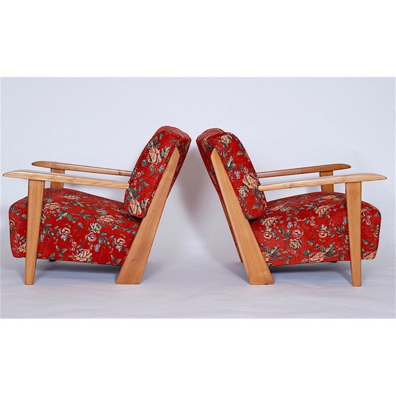 Image 1 of Ensemble de 2 fauteuils floraux vintage par Hans J. Wegner
