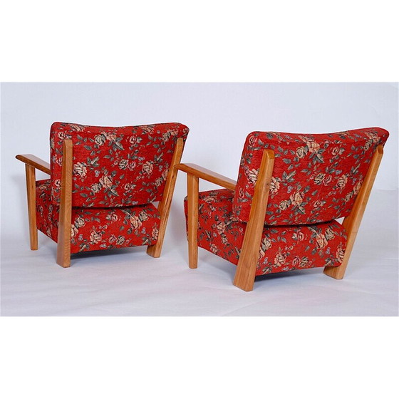 Image 1 of Ensemble de 2 fauteuils floraux vintage par Hans J. Wegner