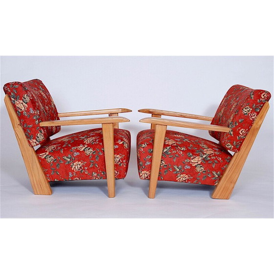 Image 1 of Ensemble de 2 fauteuils floraux vintage par Hans J. Wegner