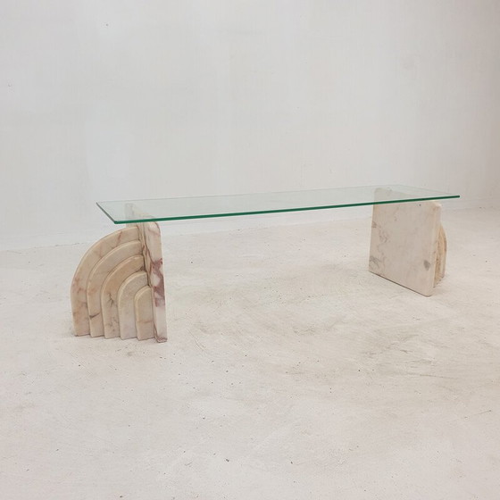 Image 1 of Table basse vintage en marbre et verre, Italie 1970