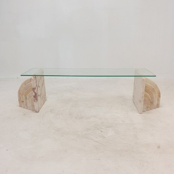 Image 1 of Table basse vintage en marbre et verre, Italie 1970