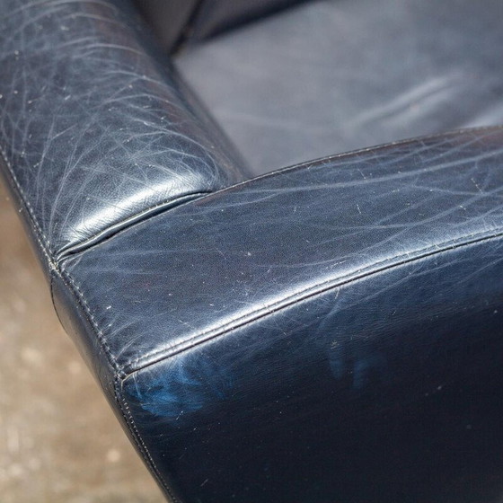 Image 1 of Fauteuil vintage en métal noir et cuir noir, 1980