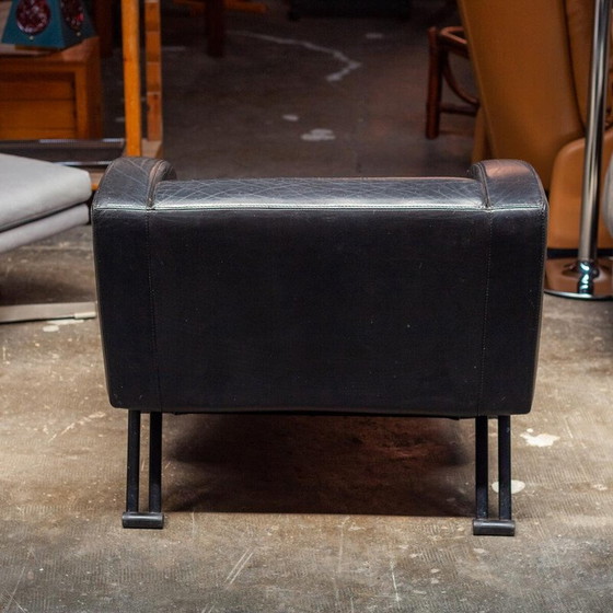 Image 1 of Fauteuil vintage en métal noir et cuir noir, 1980