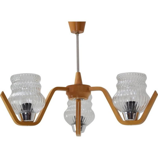 Lustre vintage en verre de Drevo humpolec, Tchécoslovaquie 1970