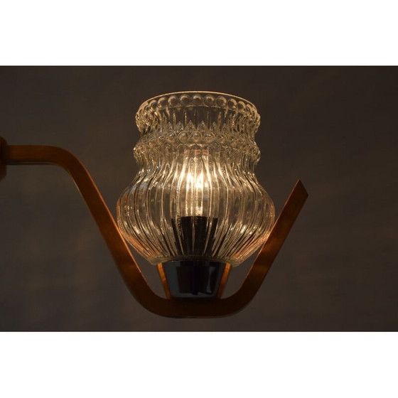 Image 1 of Lustre vintage en verre de Drevo humpolec, Tchécoslovaquie 1970