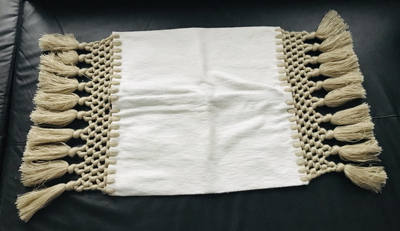 Image 1 of Housse Coussin Macramé Lin