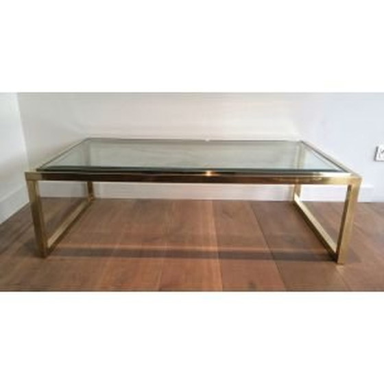 Image 1 of Table basse vintage en laiton et chrome, 1970