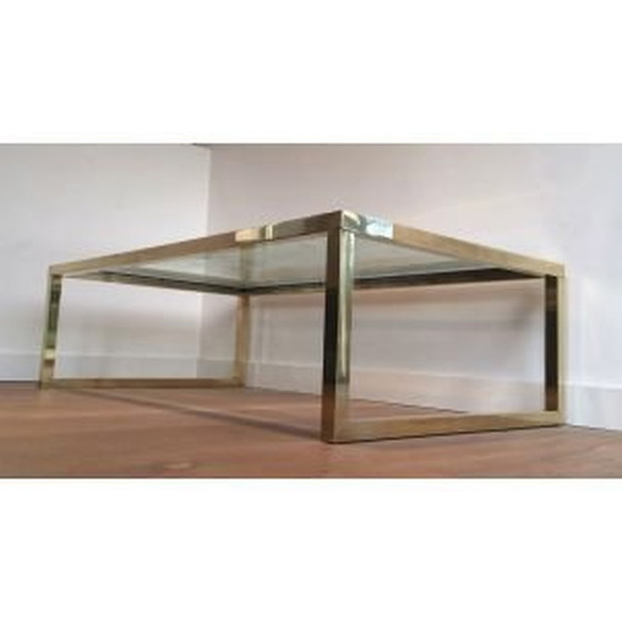 Image 1 of Table basse vintage en laiton et chrome, 1970