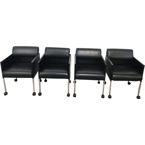 Image 1 of Ensemble de 4 fauteuils en cuir vintage 1970