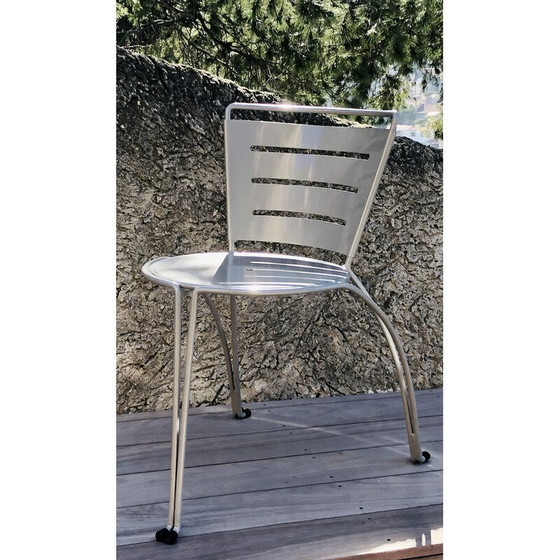 Image 1 of Paire de chaises de jardin vintage en fil de fer et tôle d'acier par Jean-Michel Wilmotte pour Tebong, France 1987