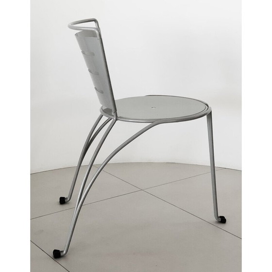 Image 1 of Paire de chaises de jardin vintage en fil de fer et tôle d'acier par Jean-Michel Wilmotte pour Tebong, France 1987