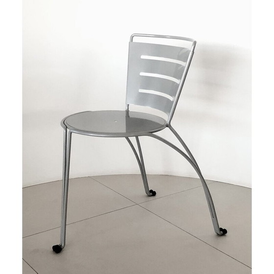 Image 1 of Paire de chaises de jardin vintage en fil de fer et tôle d'acier par Jean-Michel Wilmotte pour Tebong, France 1987