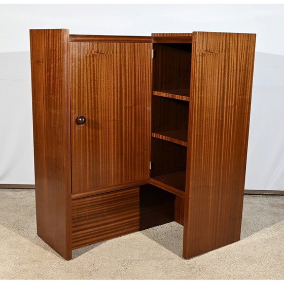 Image 1 of Bar d'appartement vintage en placage d'acajou sapele, 1940