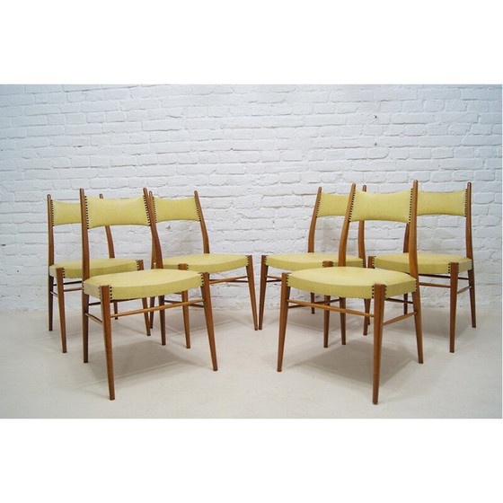 Image 1 of Ensemble de 6 chaises de salle à manger autrichiennes vintage, 1950