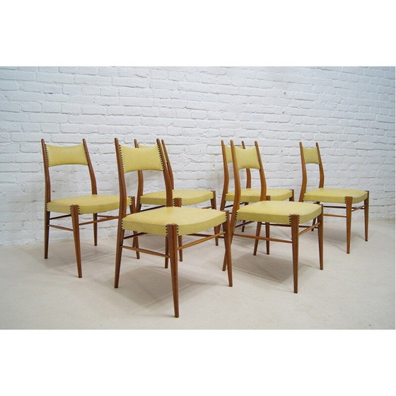 Image 1 of Ensemble de 6 chaises de salle à manger autrichiennes vintage, 1950