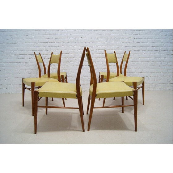 Image 1 of Ensemble de 6 chaises de salle à manger autrichiennes vintage, 1950