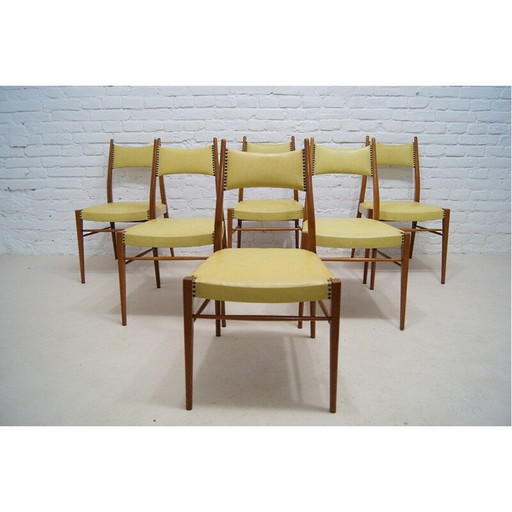 Ensemble de 6 chaises de salle à manger autrichiennes vintage, 1950