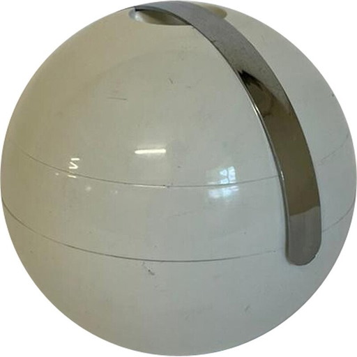 Glacière vintage blanche en forme de boule par Paolo Tilche pour Guzzini, Italie 1980