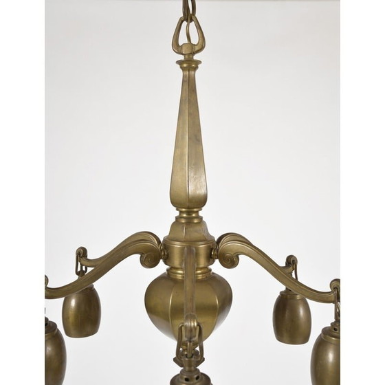 Image 1 of Lampe suspendue vintage en laiton massif, années 1920