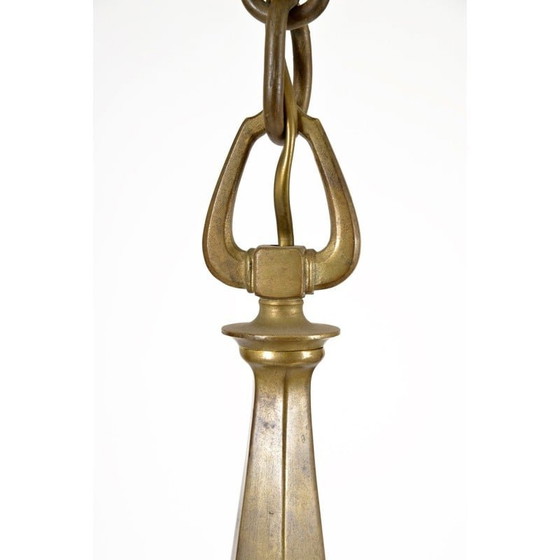 Image 1 of Lampe suspendue vintage en laiton massif, années 1920