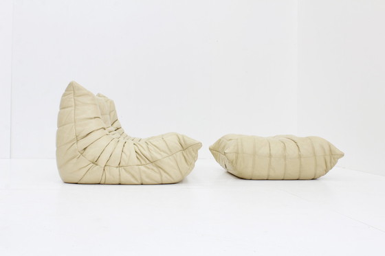 Image 1 of Canapé Ligne Roset Vintage Togo Ensemble Cuir Beige