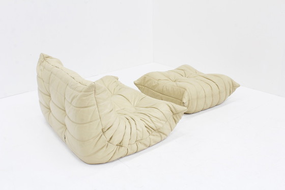 Image 1 of Canapé Ligne Roset Vintage Togo Ensemble Cuir Beige