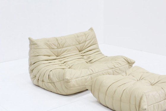 Image 1 of Canapé Ligne Roset Vintage Togo Ensemble Cuir Beige