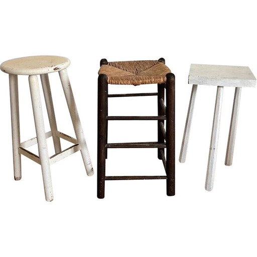 Ensemble de 3 tabourets hauts vintage dépareillés