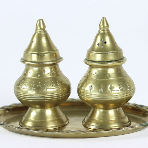 Salière et poivrière vintage en laiton, 1970