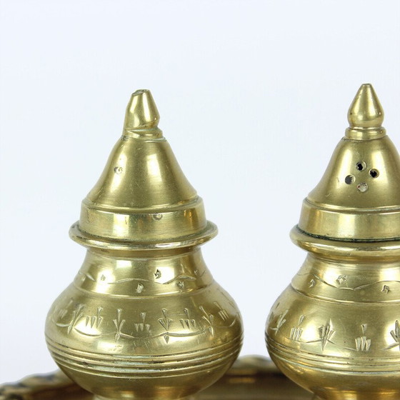 Image 1 of Salière et poivrière vintage en laiton, 1970