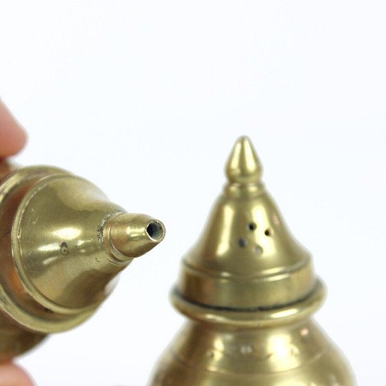 Image 1 of Salière et poivrière vintage en laiton, 1970