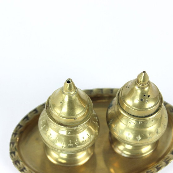 Image 1 of Salière et poivrière vintage en laiton, 1970